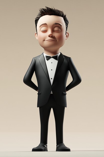 Photo 3d cartoon character of elon musk