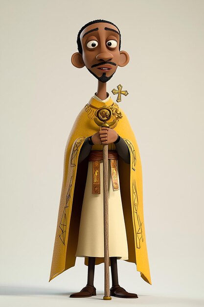 3D Cartoon Character of an Ethiopian Priest