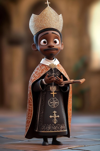 3D Cartoon Character of an Ethiopian Priest