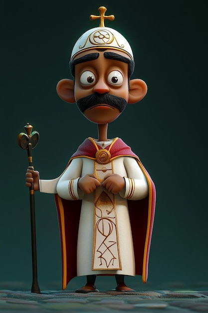 3D Cartoon Character of an Ethiopian Priest