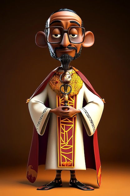 3D Cartoon Character of an Ethiopian Priest