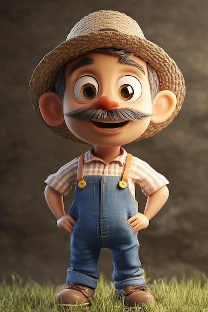 3D Cartoon Character of a Farmer