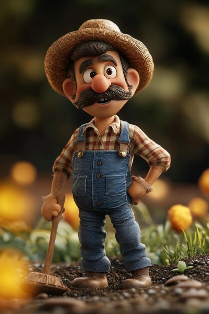 3D Cartoon Character of a Farmer