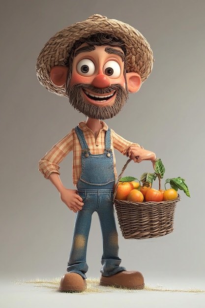 3D Cartoon Character of a Farmer