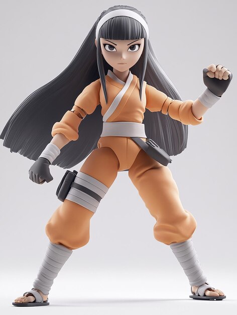 3D Cartoon Character of Hinata Hyuga in Her Later Shippuden Outfit