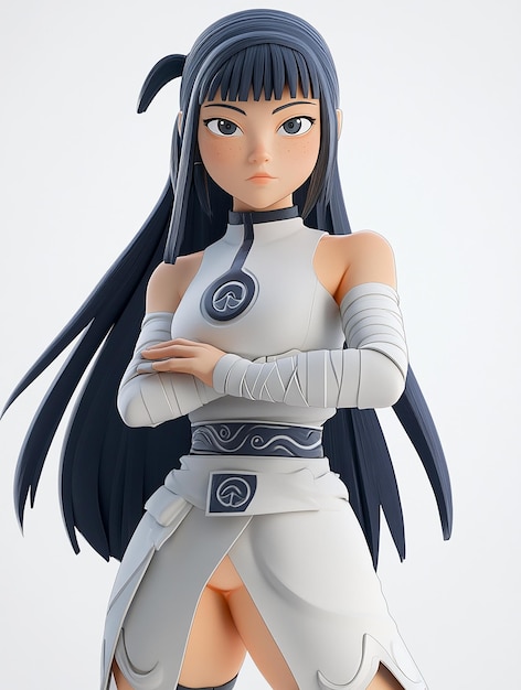 Photo 3d cartoon character of hinata hyuga in her later shippuden outfit