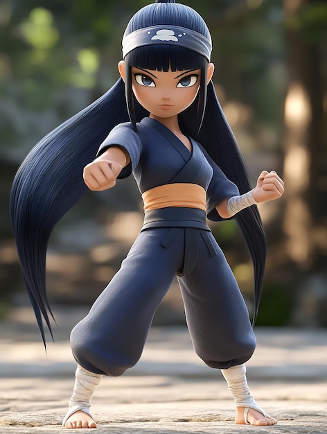 3D Cartoon Character of Hinata Hyuga in Her Later Shippuden Outfit