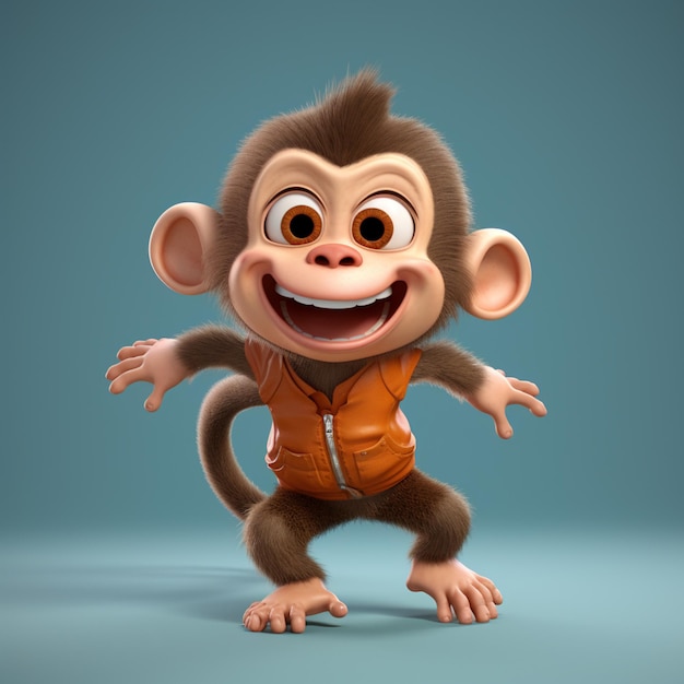 3d cartoon character of monkey