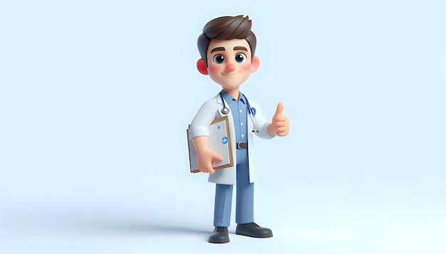 Photo a 3d cartoon character of a nurse with a confident pose