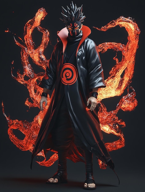 Photo 3d cartoon character of obito uchiha as the tentails