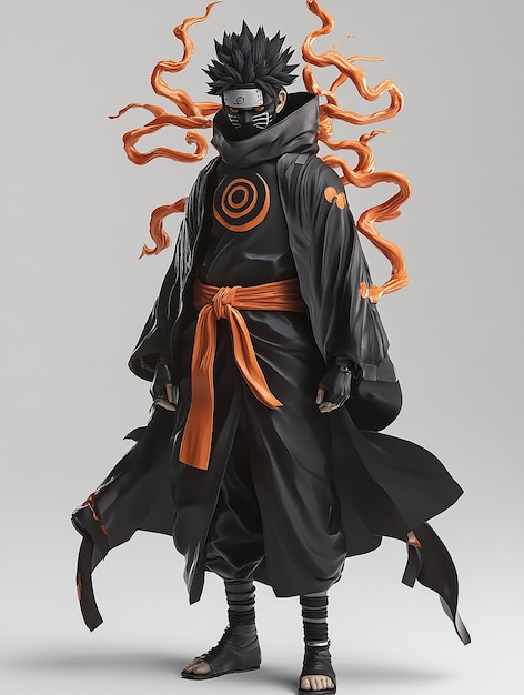 Photo 3d cartoon character of obito uchiha as the tentails