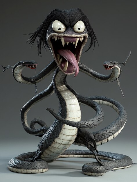 Photo 3d cartoon character of orochimaru with his snakelike appearance