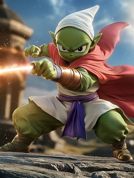 Photo 3d cartoon character piccolo namekian attire