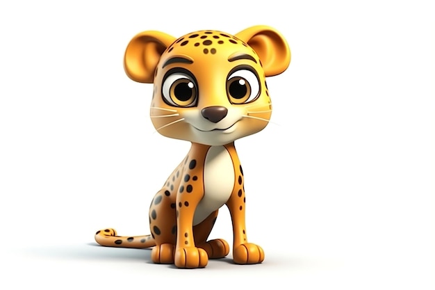 3D Cartoon Character Sleek Cheetah with Transparent Background AI