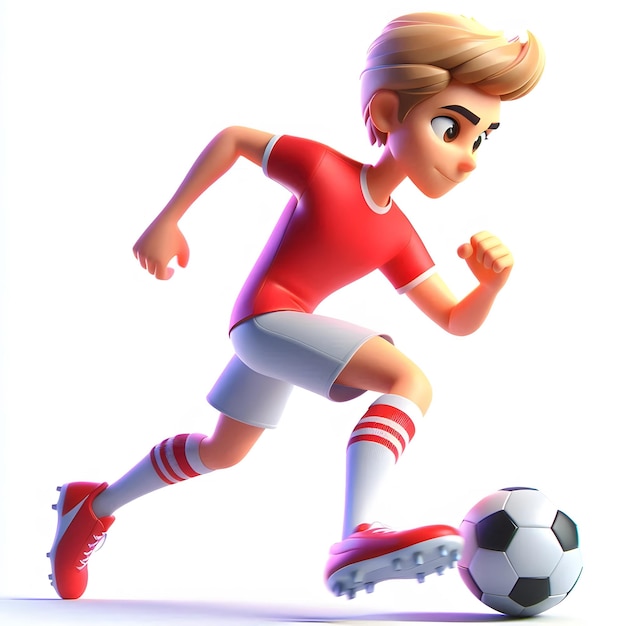 Photo 3d cartoon character of a soccer player