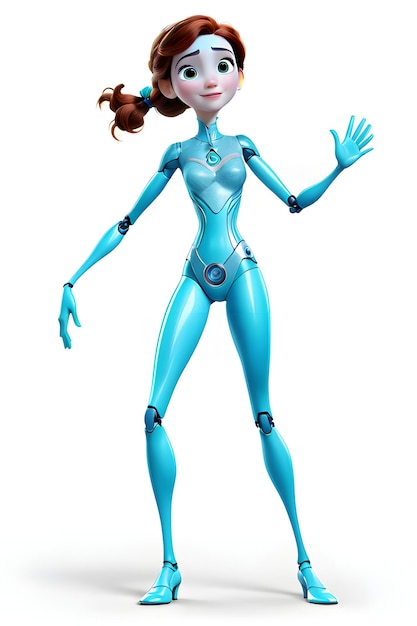 3D cartoon character standing on white background