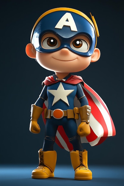 3D Cartoon Character Star Spangled Kid