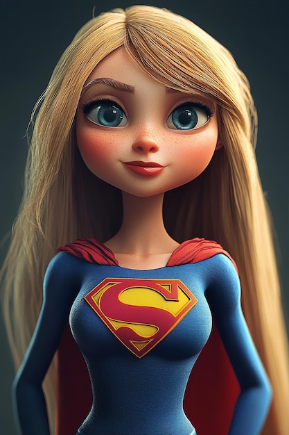 Photo 3d cartoon character supergirl heroic