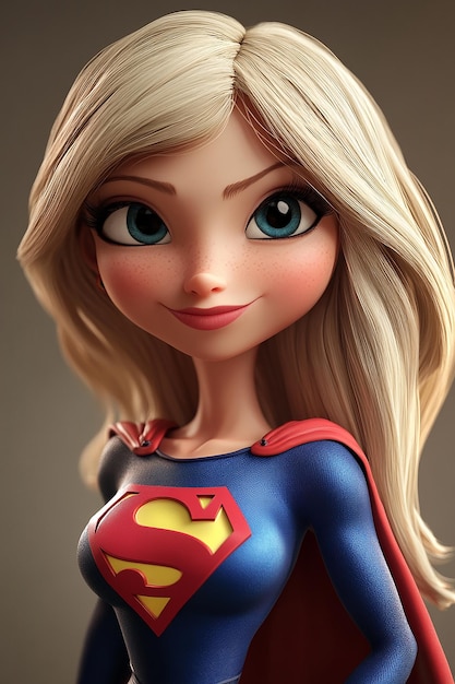 Photo 3d cartoon character supergirl heroic