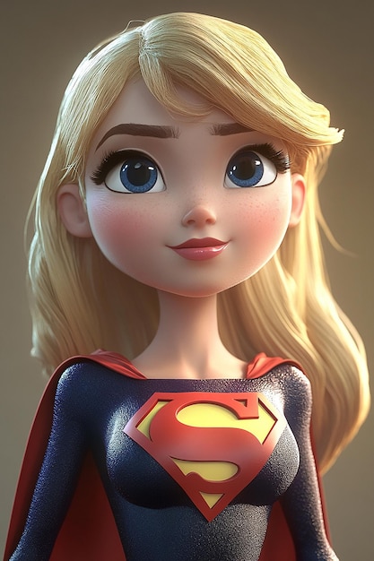 Photo 3d cartoon character supergirl heroic