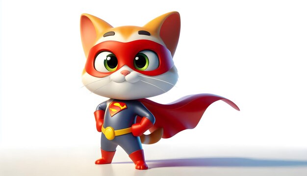 3d cartoon character of superhero cat