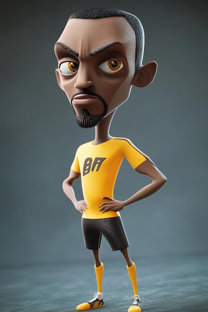 Photo 3d cartoon character of usain bolt