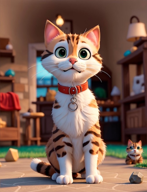 3D cartoon cute cat character