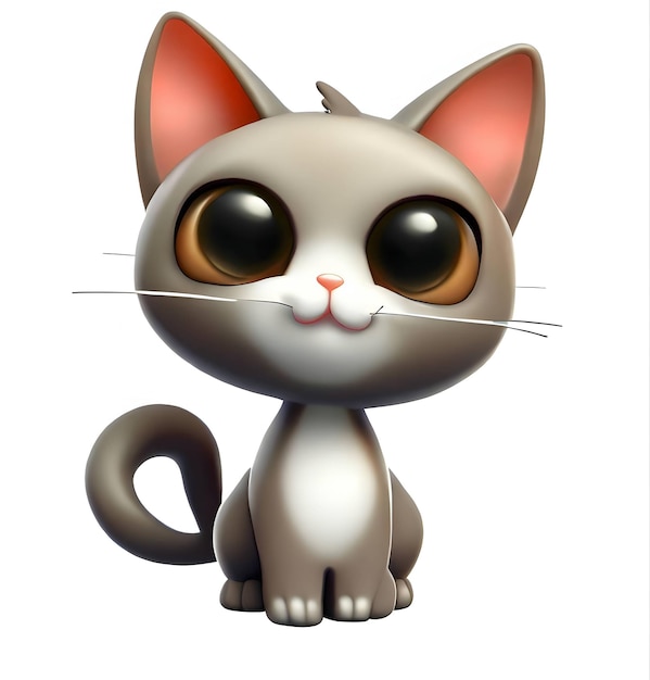 3d cartoon cute cat for kids