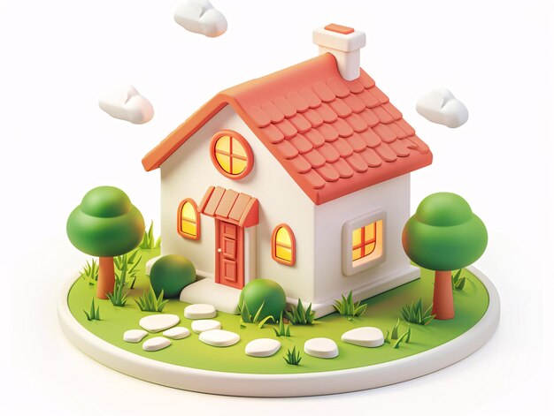 Photo 3d cartoon cute clay house