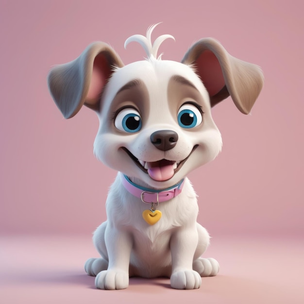 3D cartoon a cute dog smiling isolated