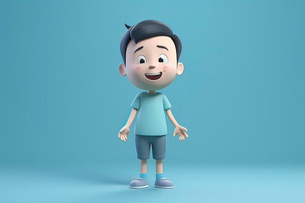 3D cartoon cute little boy AI technology generated image