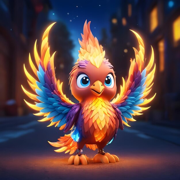 Photo 3d cartoon fire bird