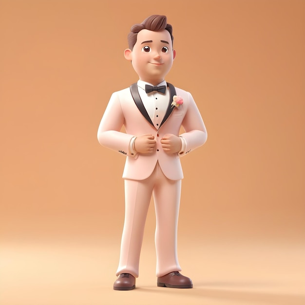 Photo 3d cartoon groom and bride