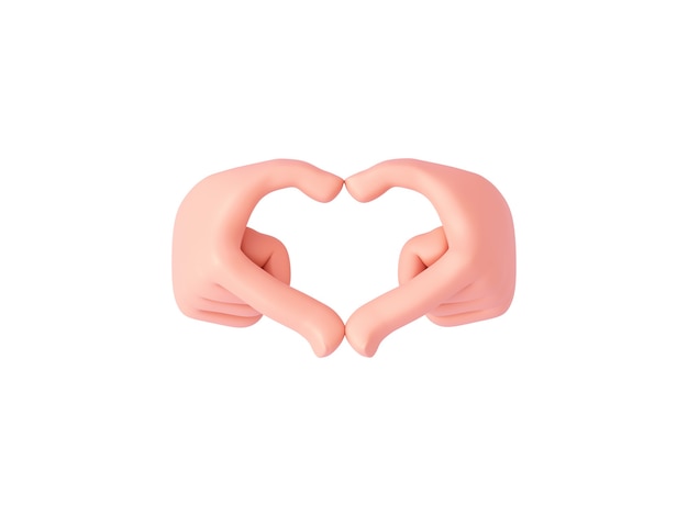 3d cartoon hands make a heart gesture with the back of the palms clenched fingers or show love