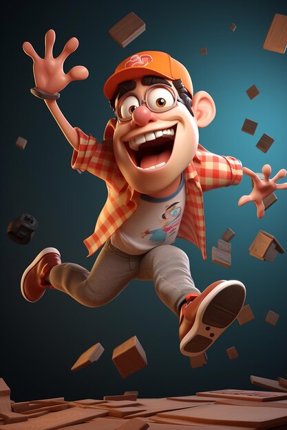 Photo 3d cartoon hanphond character in fun style