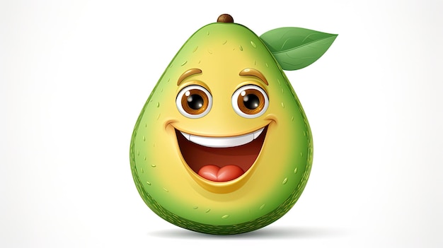 3D cartoon illustration of an avocado fruit for a sticker generated by AI