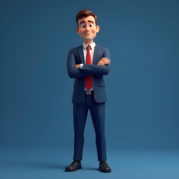 a 3d cartoon illustration of a business executive character