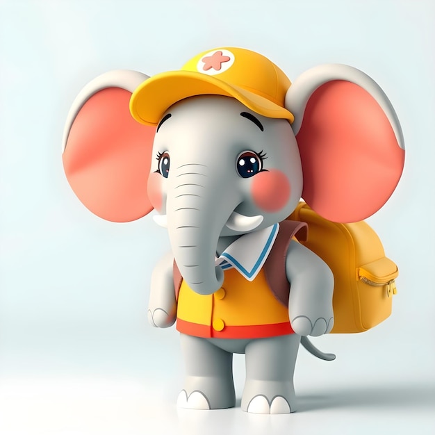 a 3d cartoon illustration of an elephant in a school uniform