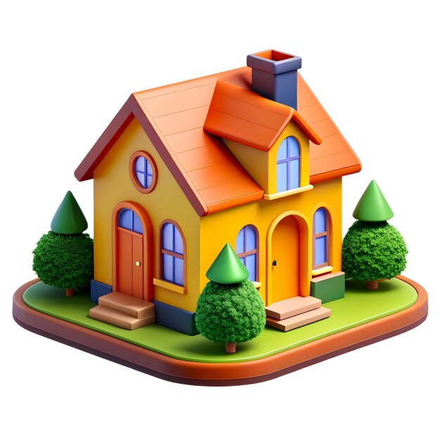 Photo 3d cartoon illustration of real estate house on white background