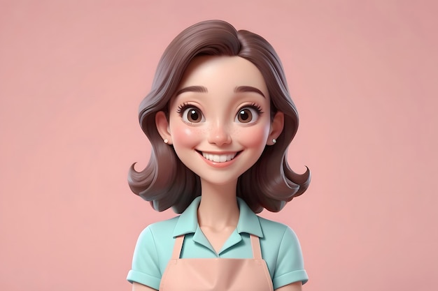 3D Cartoon Illustration of a Smiling Woman