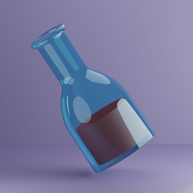 3D Cartoon Low Poly Glass Bottle Icon