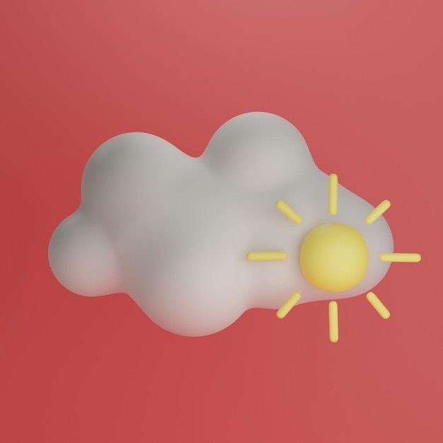 3D Cartoon Low Poly Sun Cloud Icon