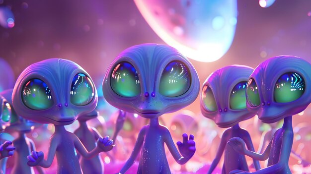 Photo 3d cartoon one aliens in space