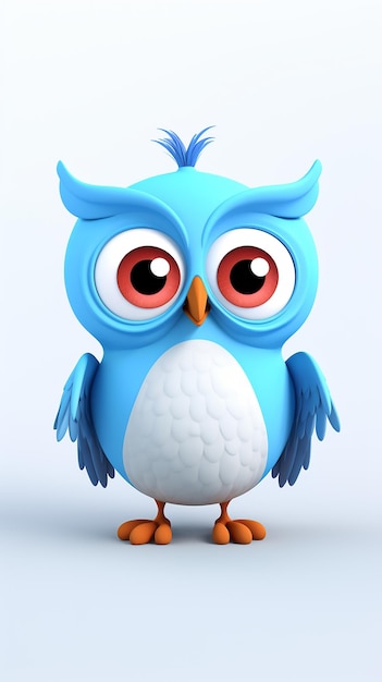 3D Cartoon owl on a light background