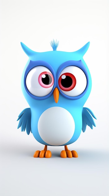 3D Cartoon owl on a light background