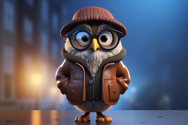 3D cartoon Owl portrait