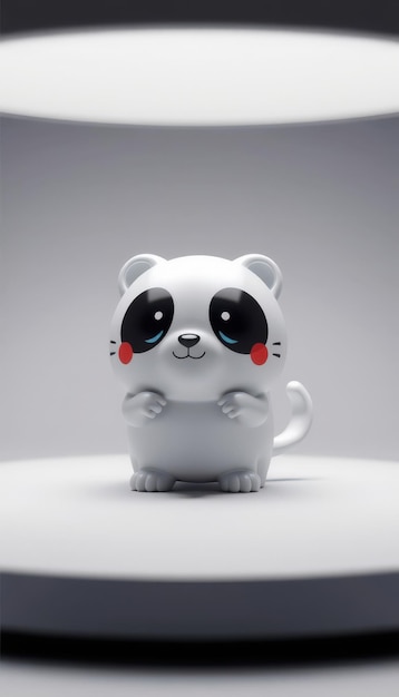 3D cartoon panda toy with a sweet expression isolated on a white background