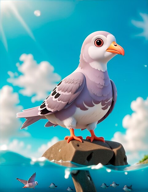 3D cartoon pigeon character