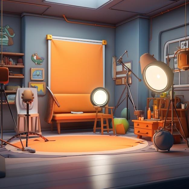 3d cartoon professional studio lighting kit