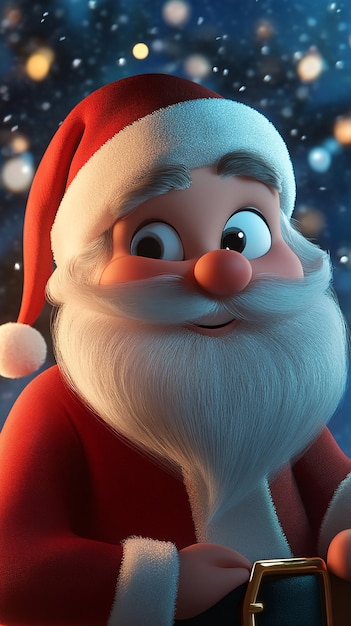 Photo 3d cartoon of santa claus riding on a rocket